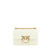 PINKO White Calf Leather Bos Taurus Shoulder Bag